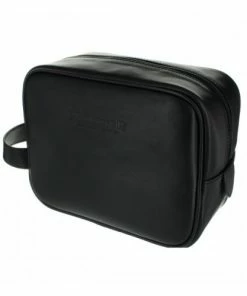 D. R. Harris Small Leather Black Wash Bag