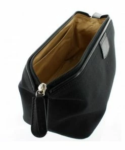 D. R. Harris Canvas and Leather Wash Bag - Black