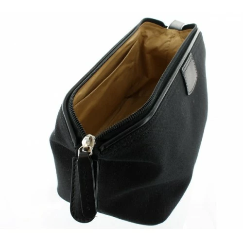 D. R. Harris Canvas and Leather Wash Bag - Black 2 D. R. Harris Canvas and Leather Wash Bag - Black