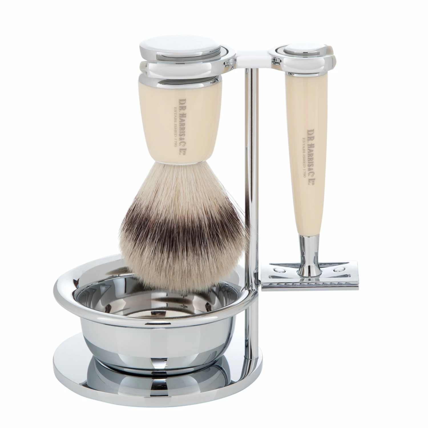 D. R. Harris Synthetic 4-Piece Shaving Set With Safety Razor 1 D. R. Harris Synthetic 4-Piece Shaving Set With Safety Razor