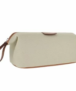 D. R. Harris Beige Canvas and Leather Wash Bag