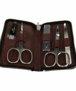D. R. Harris 5 Piece Brown Zip Up Manicure Set