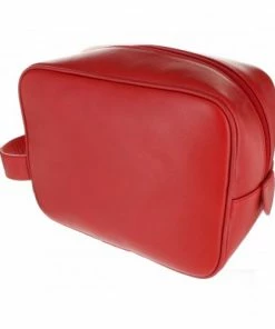 D. R. Harris Small Leather Wash Bag - Red