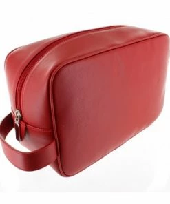 D. R. Harris Large Leather Wash Bag - Red