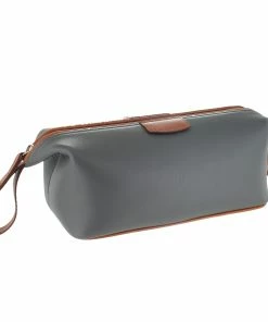 D. R. Harris Grey Leather Wash Bag