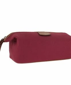 D. R. Harris Canvas and Leather Wash Bag Pink