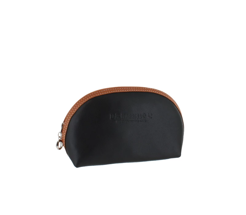 D. R. Harris Small Oval Wash Bag Black & Tan 1 D. R. Harris Small Oval Wash Bag Black & Tan