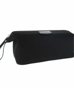 D. R. Harris Canvas and Leather Wash Bag - Black
