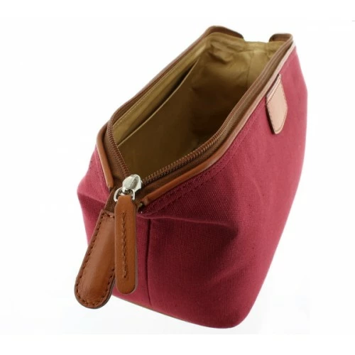 D. R. Harris Canvas and Leather Wash Bag - Burgundy 2 D. R. Harris Canvas and Leather Wash Bag - Burgundy