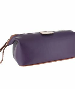 D. R. Harris Leather Wash Bag- Purple