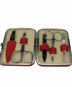 D. R. Harris 5 Piece Red Hard Case Manicure Set