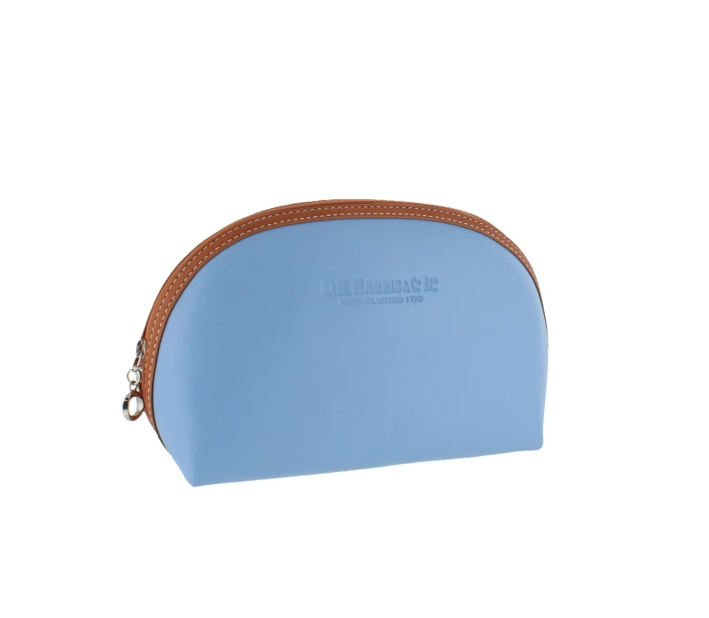 D. R. Harris Large Oval Wash Bag Blue & Tan 1 D. R. Harris Large Oval Wash Bag Blue & Tan