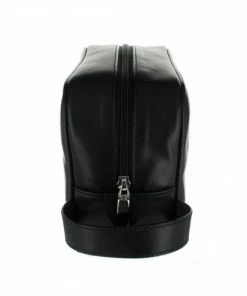 D. R. Harris Small Leather Black Wash Bag