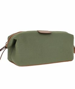 D. R. Harris Olive Canvas and Leather Wash Bag