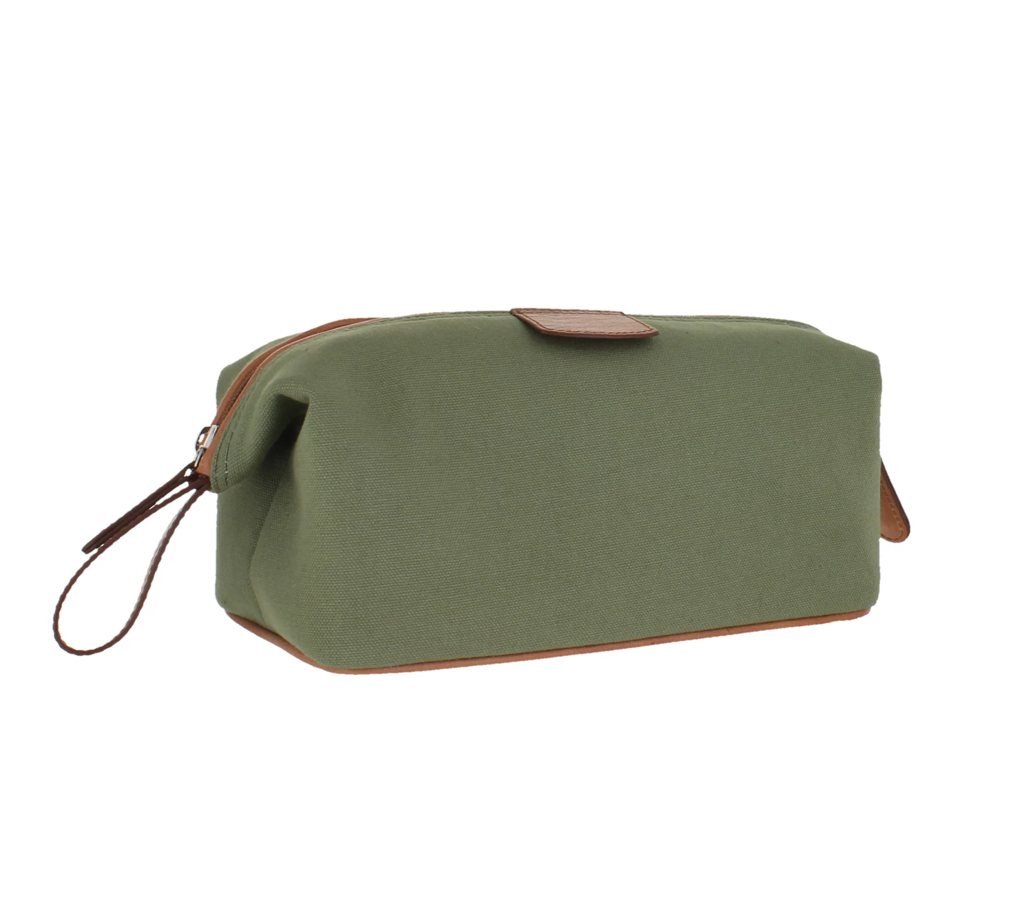 D. R. Harris Olive Canvas and Leather Wash Bag 1 D. R. Harris Olive Canvas and Leather Wash Bag