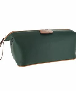 D. R. Harris Leather Wash Bag- Green