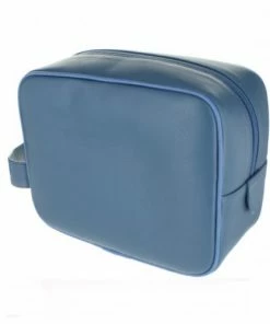 D. R. Harris Small Leather Wash Bag - Mid Blue