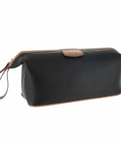 D. R. Harris Leather Wash Bag- Black