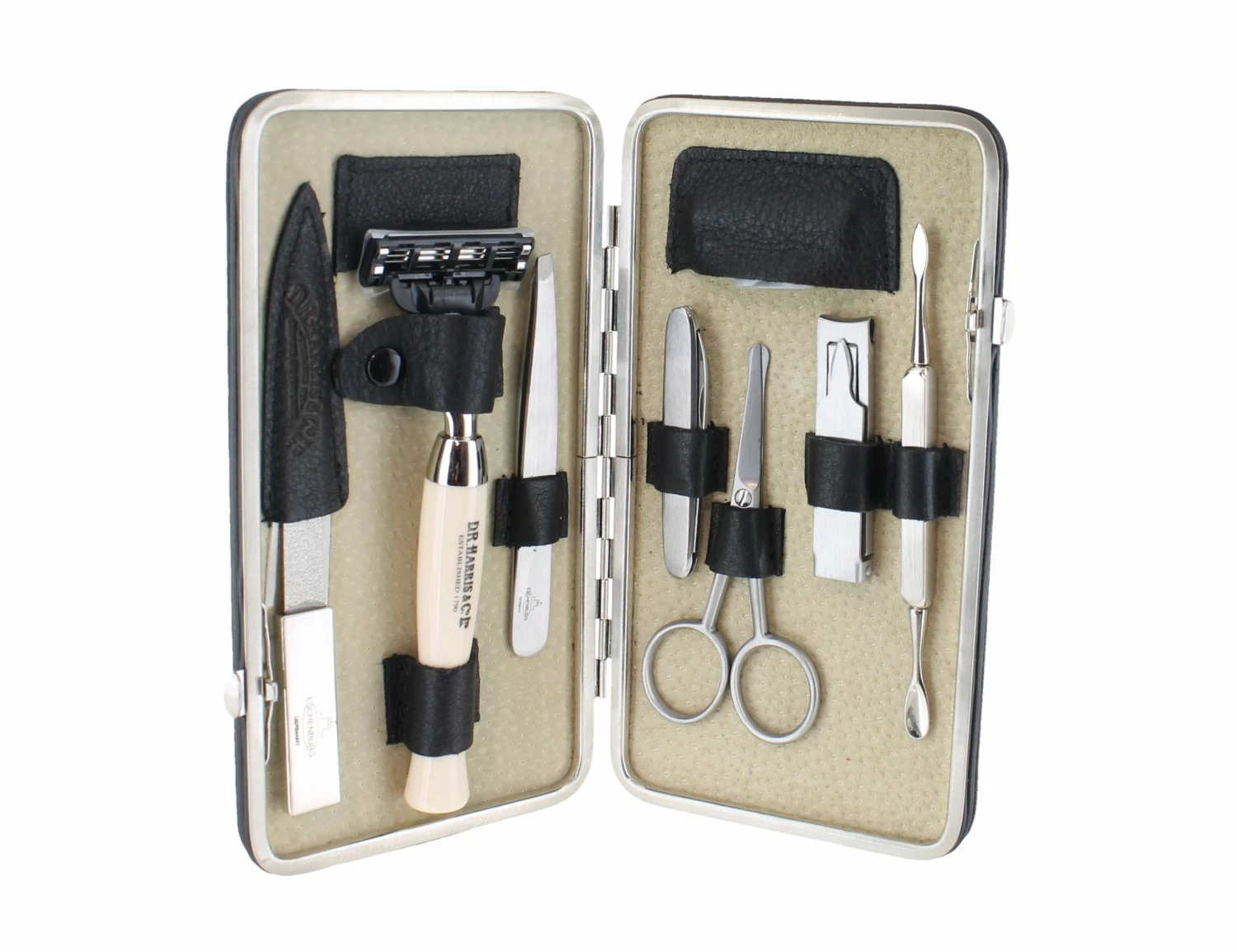 D. R. Harris Black Framed Travel Grooming Set 1 D. R. Harris Black Framed Travel Grooming Set