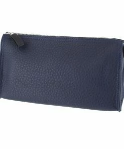 D. R. Harris Small Dark Blue Leather Wash Bag