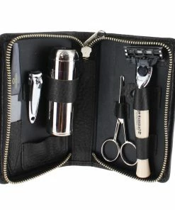 D. R. Harris Black Zip Travel Shaving Set